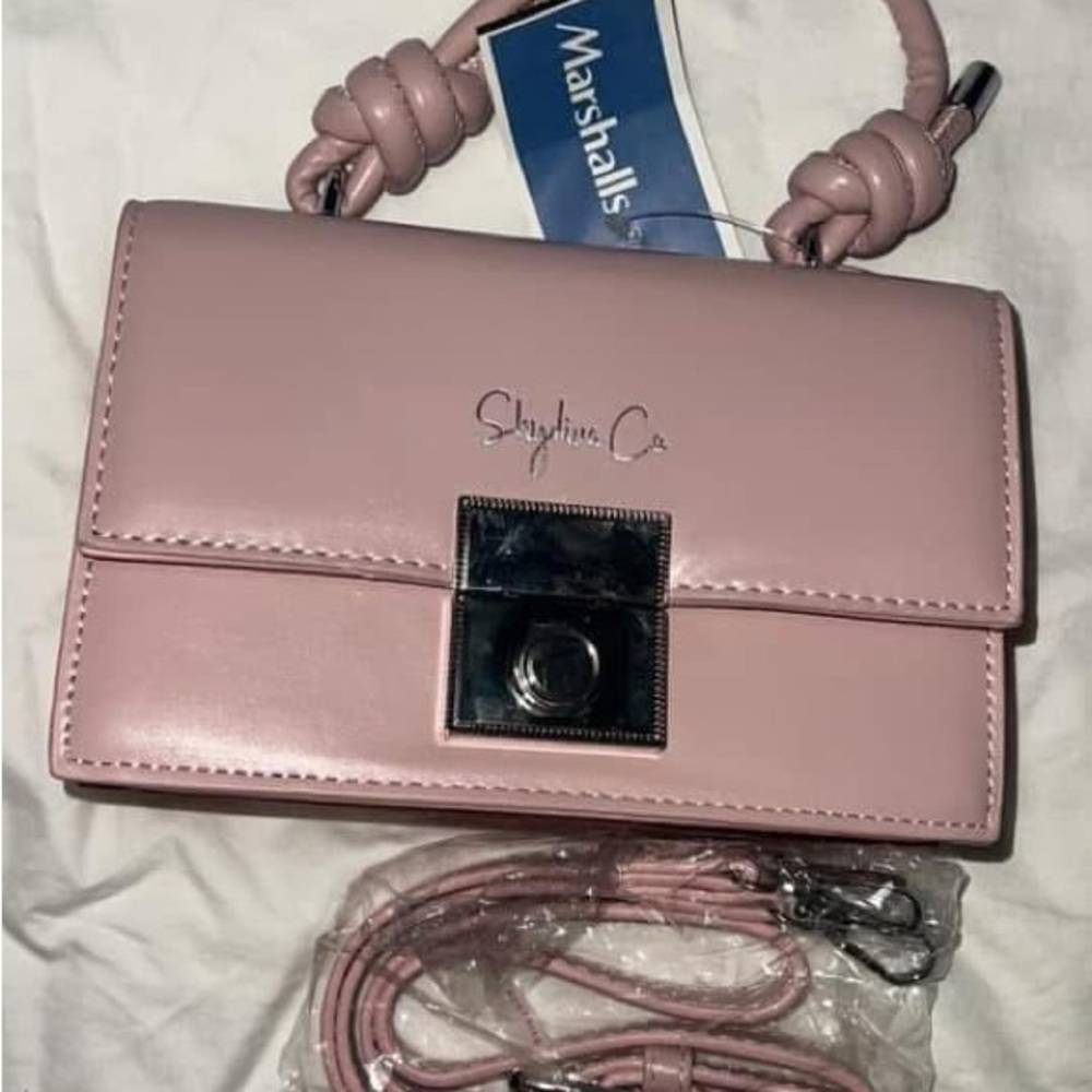 Pink Crossbody Bag with Metal Clasp